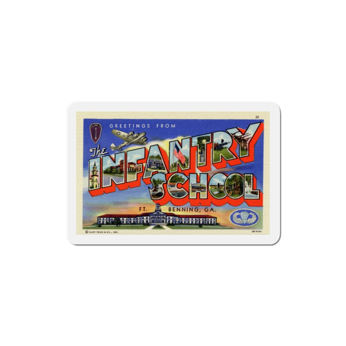 Greetings from the Infantry School Ft Benning GA (Greeting Postcards) Die-Cut Magnet-3" x 3"-The Sticker Space