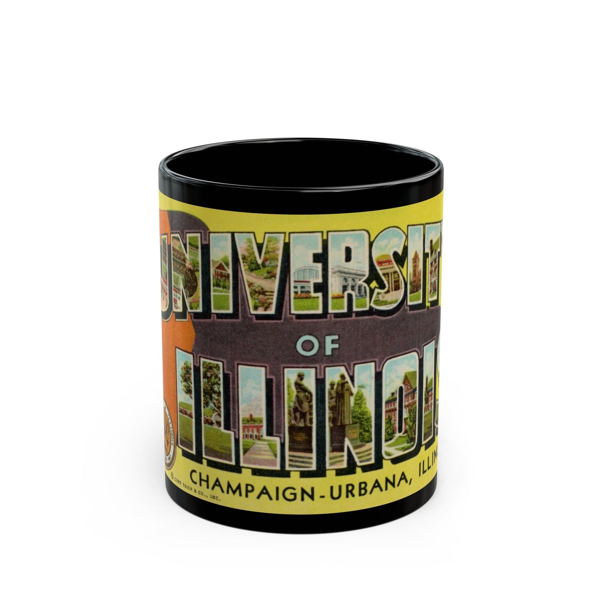 Greetings From The University of Illinois (Greeting Postcards) Black Coffee Mug-11oz-The Sticker Space