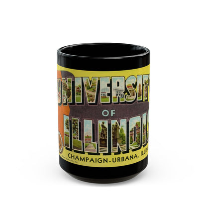 Greetings From The University of Illinois (Greeting Postcards) Black Coffee Mug-15oz-The Sticker Space