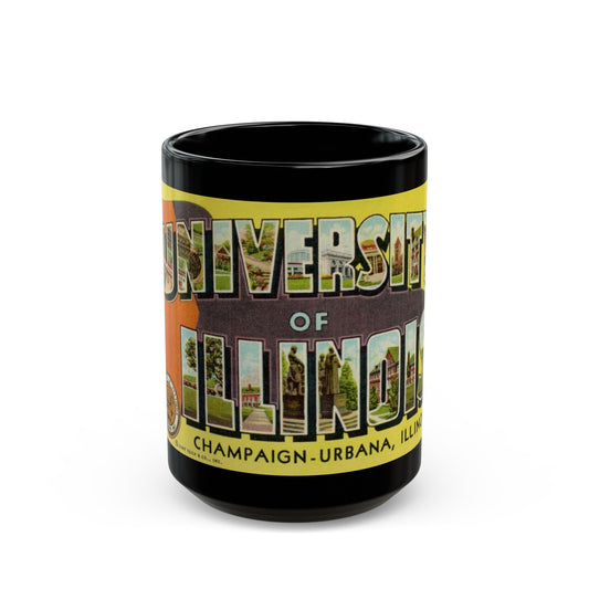 Greetings From The University of Illinois (Greeting Postcards) Black Coffee Mug-15oz-The Sticker Space