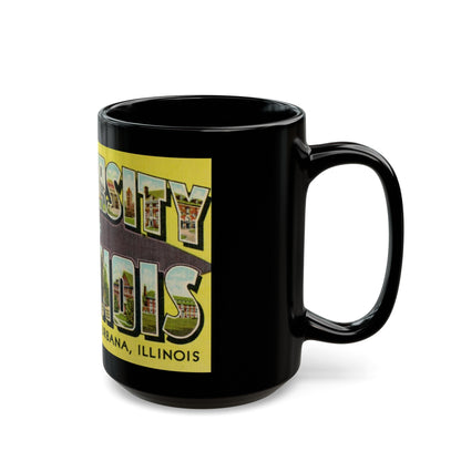 Greetings From The University of Illinois (Greeting Postcards) Black Coffee Mug-The Sticker Space