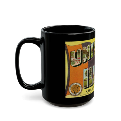 Greetings From The University of Illinois (Greeting Postcards) Black Coffee Mug-The Sticker Space