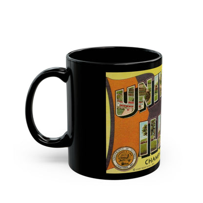 Greetings From The University of Illinois (Greeting Postcards) Black Coffee Mug-The Sticker Space