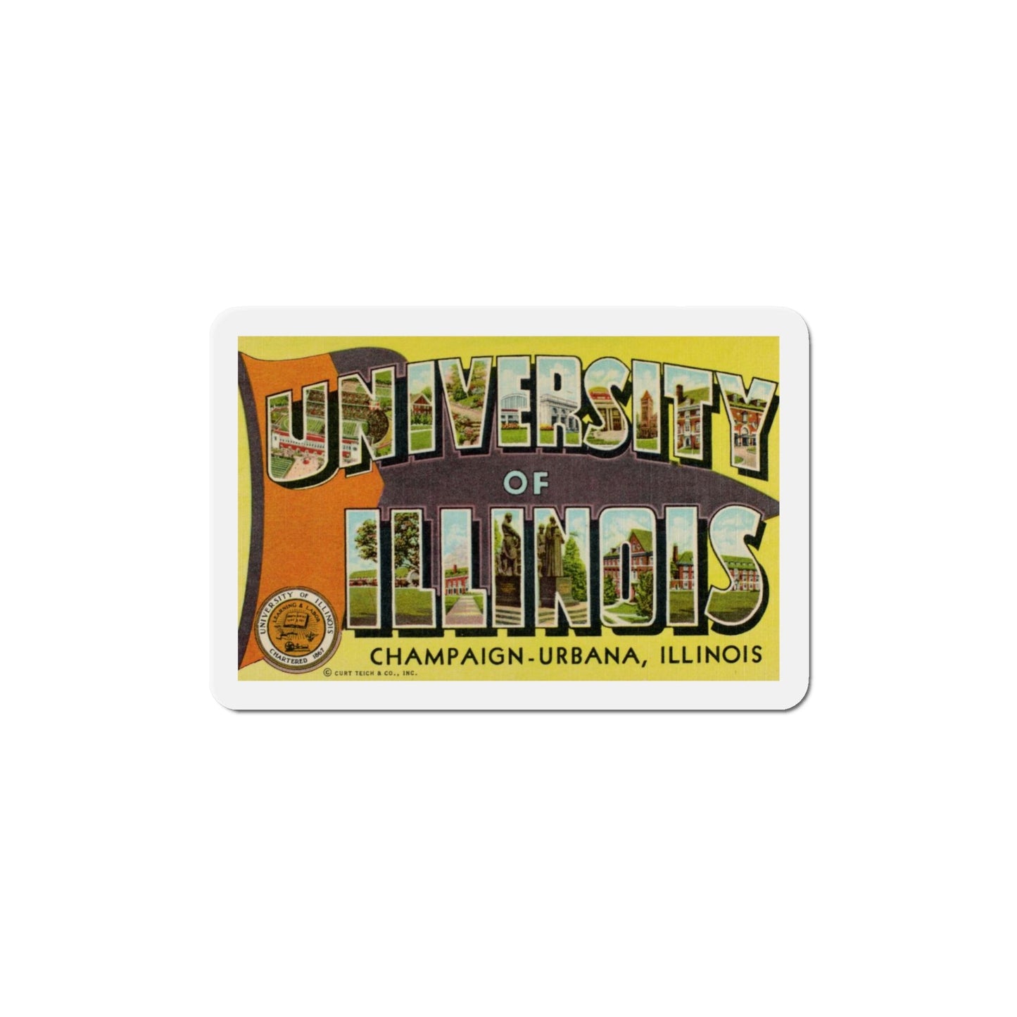 Greetings From The University of Illinois (Greeting Postcards) Die-Cut Magnet-6 × 6"-The Sticker Space