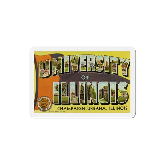 Greetings From The University of Illinois (Greeting Postcards) Refrigerator Magnet 2 Inch - The Sticker Space