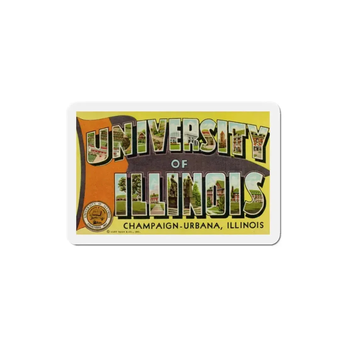 Greetings From The University of Illinois (Greeting Postcards) Refrigerator Magnet 3 Inch - The Sticker Space