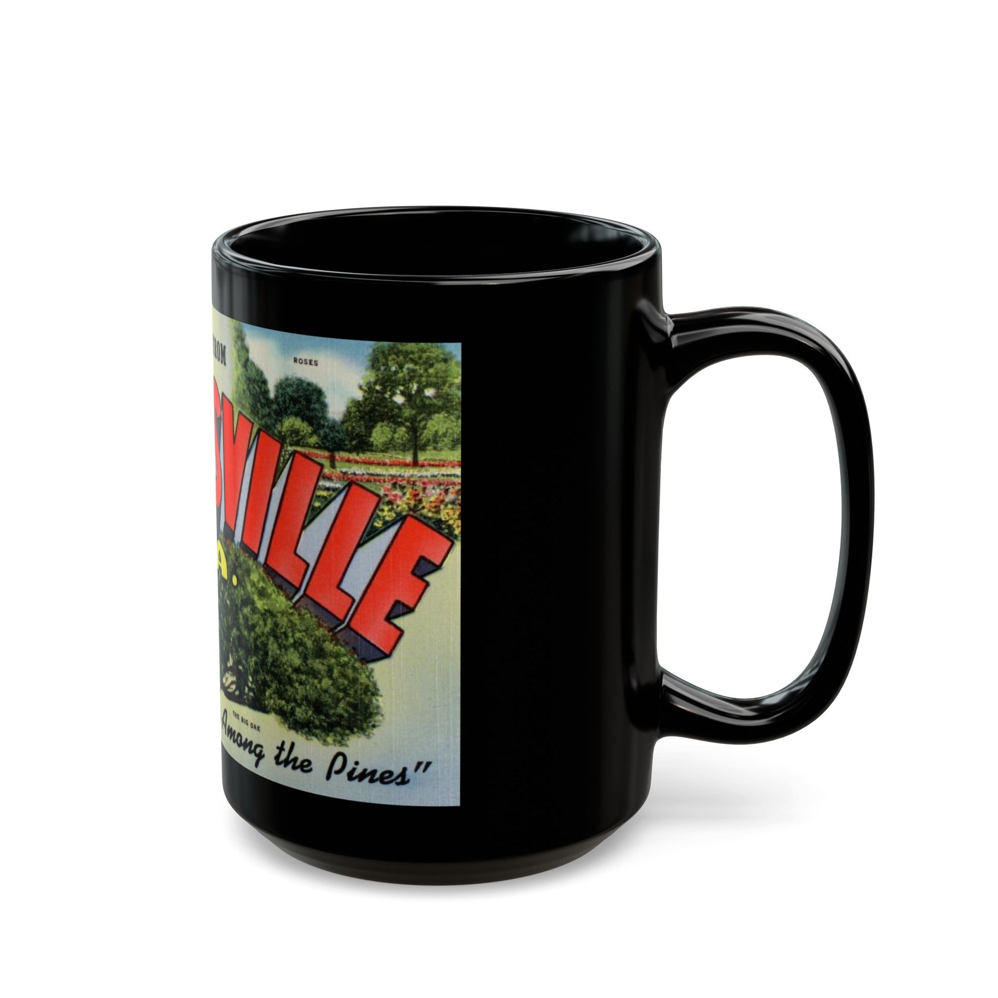 Greetings from Thomasville Ga (Greeting Postcards) Black Coffee Mug-The Sticker Space