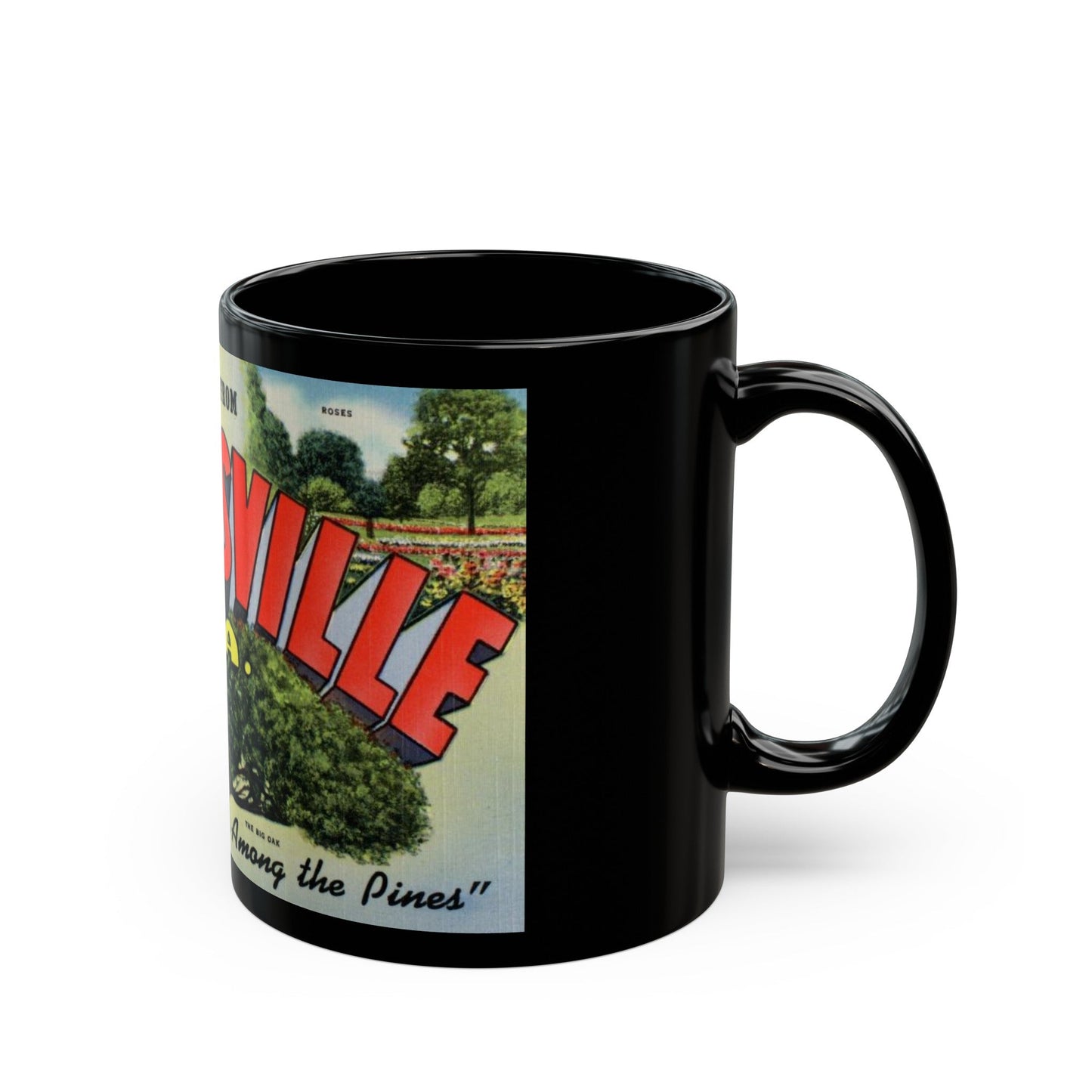 Greetings from Thomasville Ga (Greeting Postcards) Black Coffee Mug-The Sticker Space