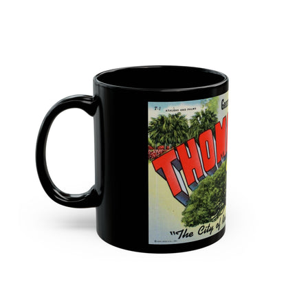 Greetings from Thomasville Ga (Greeting Postcards) Black Coffee Mug-The Sticker Space