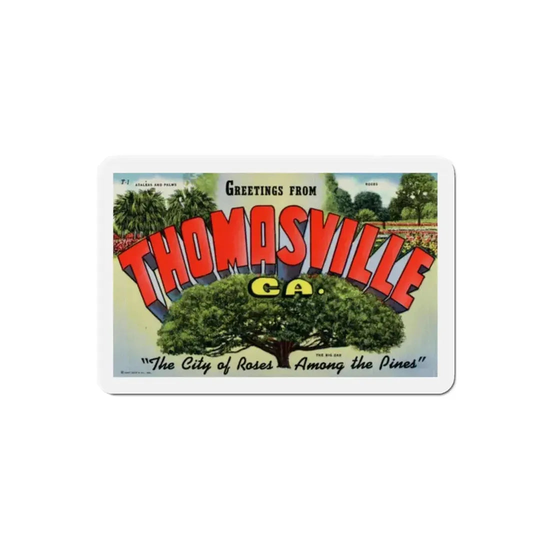 Greetings from Thomasville Georgia (Greeting Postcards) Refrigerator Magnet 2 Inch - The Sticker Space