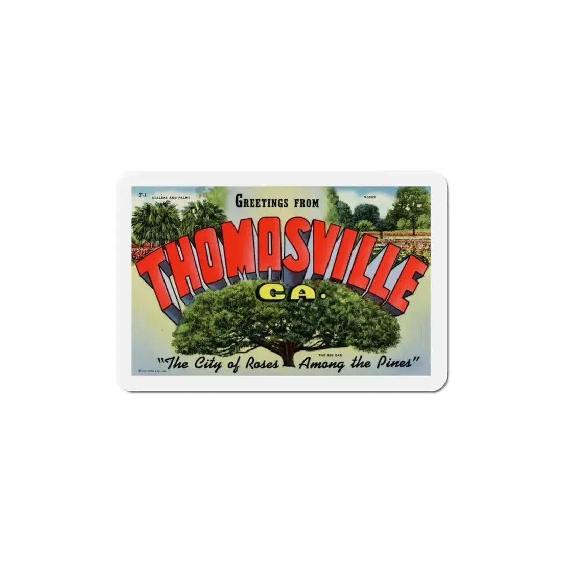 Greetings from Thomasville Georgia (Greeting Postcards) Refrigerator Magnet - The Sticker Space