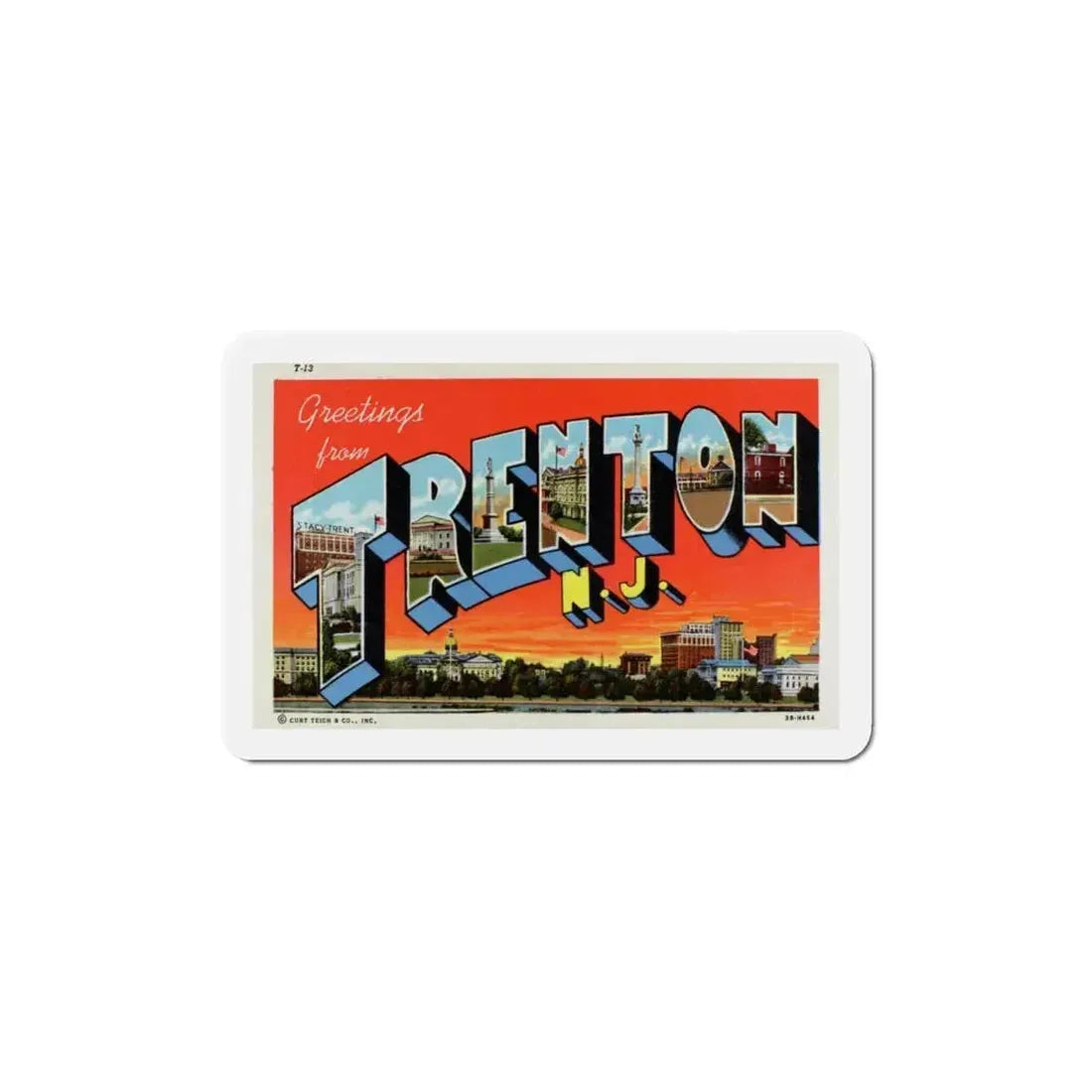 Greetings from Trenton NJ (Greeting Postcards) Refrigerator Magnet 5 Inch - The Sticker Space