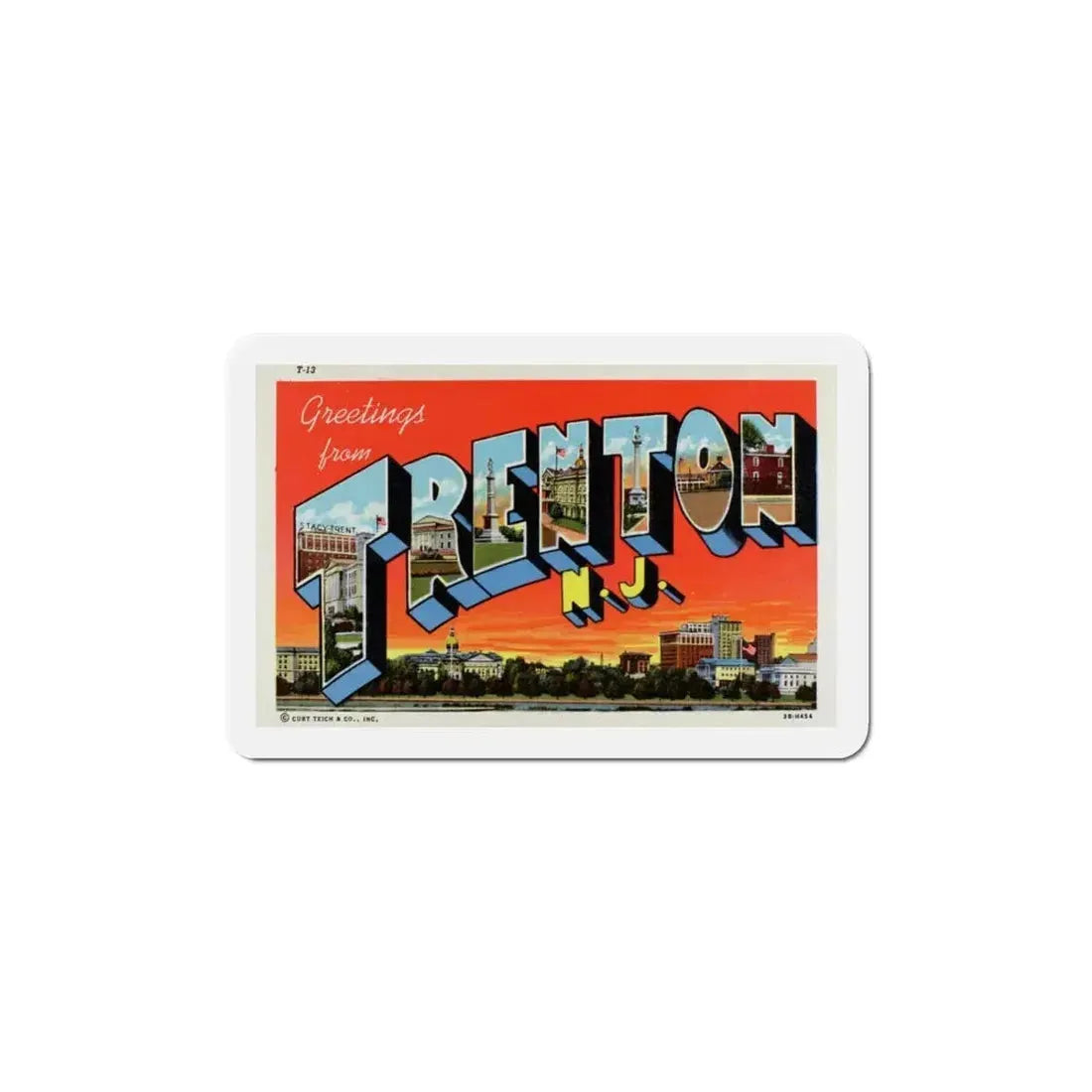 Greetings from Trenton NJ (Greeting Postcards) Refrigerator Magnet 6 Inch - The Sticker Space