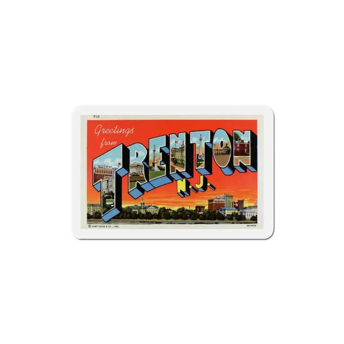 Greetings from Trenton NJ (Greeting Postcards) Refrigerator Magnet - The Sticker Space