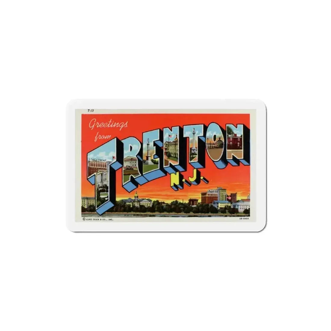 Greetings from Trenton NJ (Greeting Postcards) Refrigerator Magnet - The Sticker Space