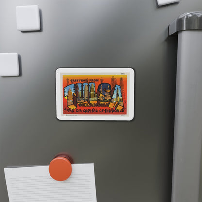 Greetings from Tulsa Oklahoma 2 (Greeting Postcards) Die-Cut Magnet-The Sticker Space