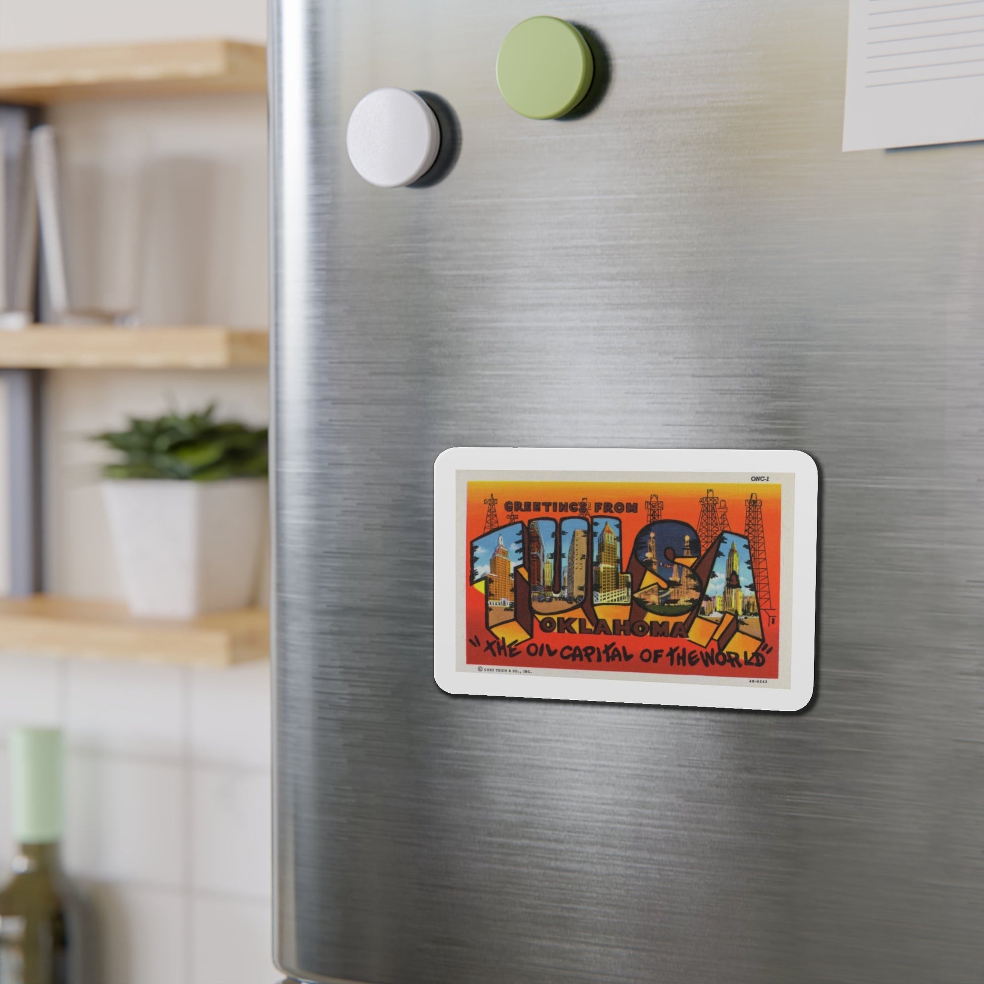 Greetings from Tulsa Oklahoma 2 (Greeting Postcards) Die-Cut Magnet-The Sticker Space