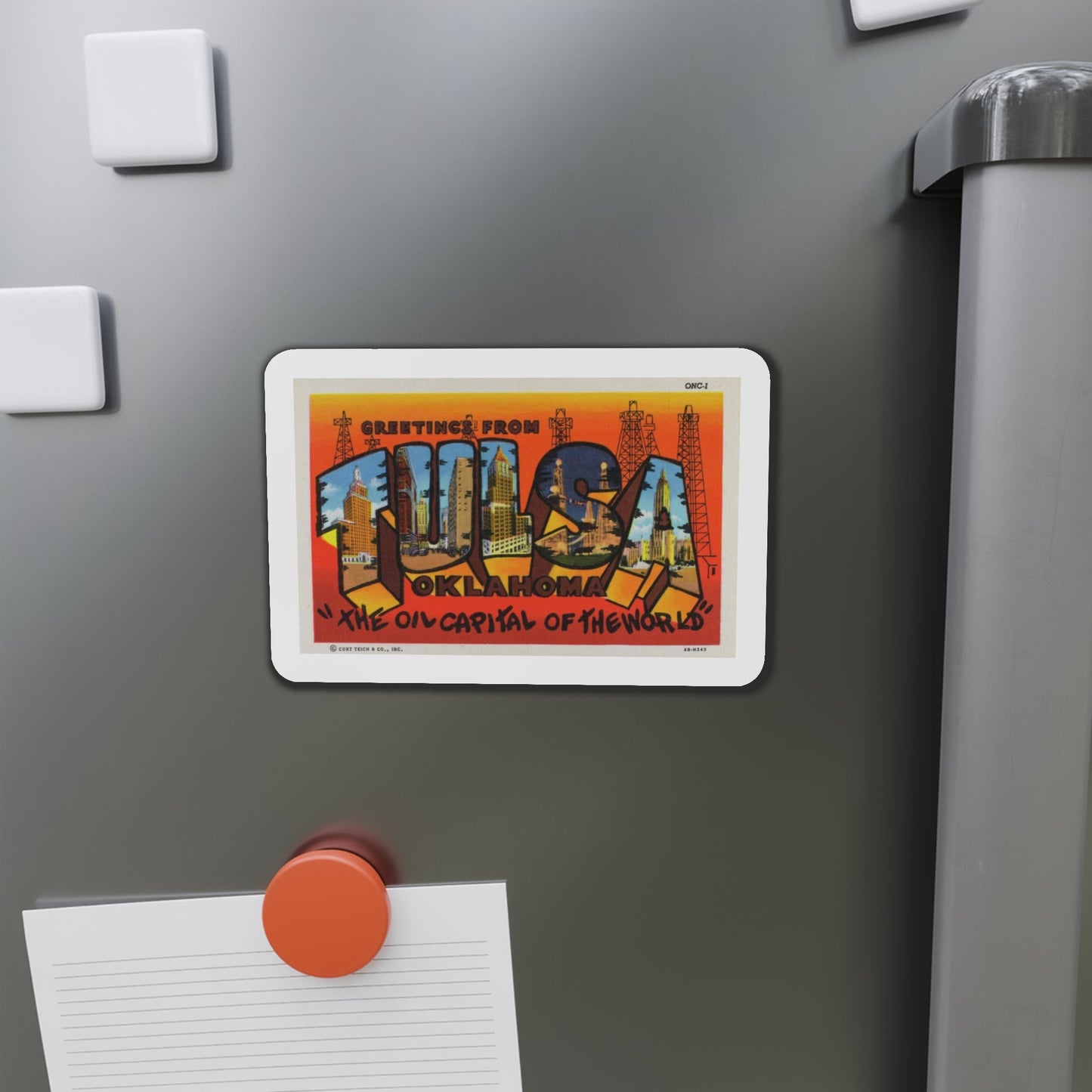 Greetings from Tulsa Oklahoma 2 (Greeting Postcards) Die-Cut Magnet-The Sticker Space