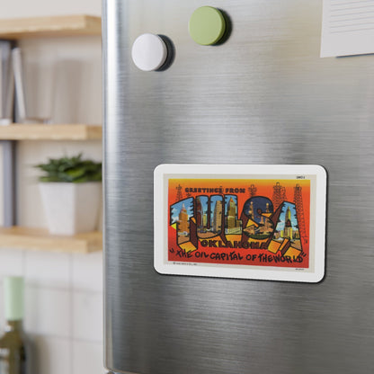 Greetings from Tulsa Oklahoma 2 (Greeting Postcards) Die-Cut Magnet-The Sticker Space