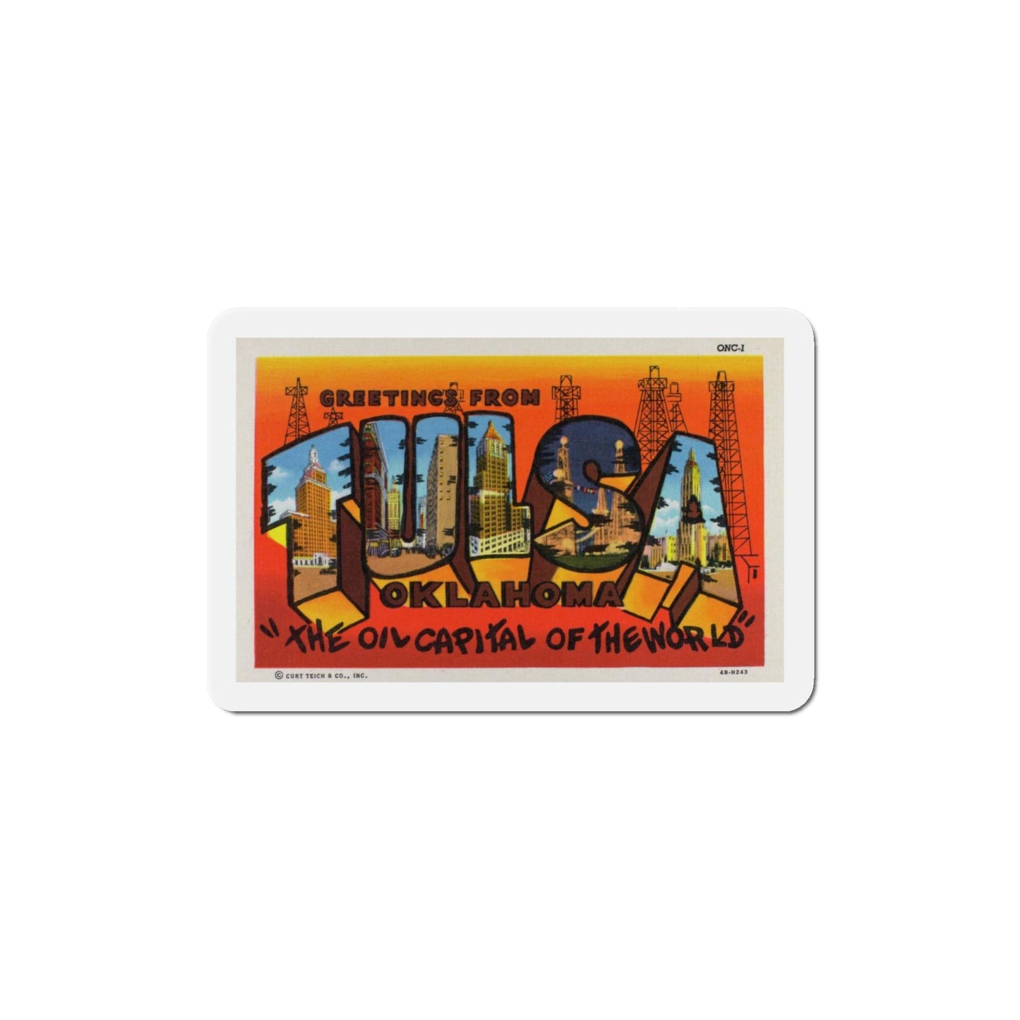 Greetings from Tulsa Oklahoma 2 (Greeting Postcards) Die-Cut Magnet-5" x 5"-The Sticker Space