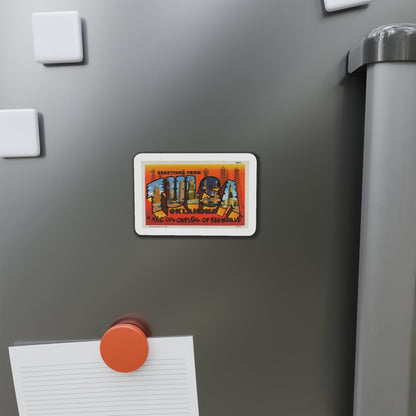 Greetings from Tulsa Oklahoma 2 (Greeting Postcards) Die-Cut Magnet-The Sticker Space