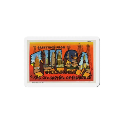 Greetings from Tulsa Oklahoma 2 (Greeting Postcards) Refrigerator Magnet 3 Inch - The Sticker Space