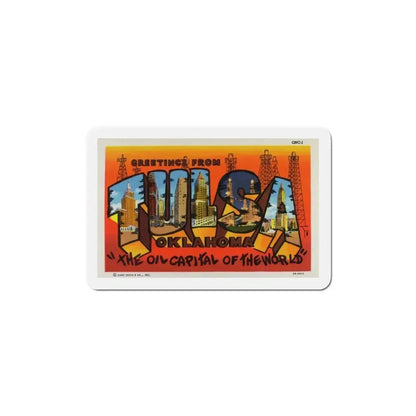 Greetings from Tulsa Oklahoma 2 (Greeting Postcards) Refrigerator Magnet - The Sticker Space