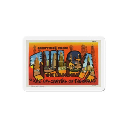 Greetings from Tulsa Oklahoma 2 (Greeting Postcards) Refrigerator Magnet - The Sticker Space