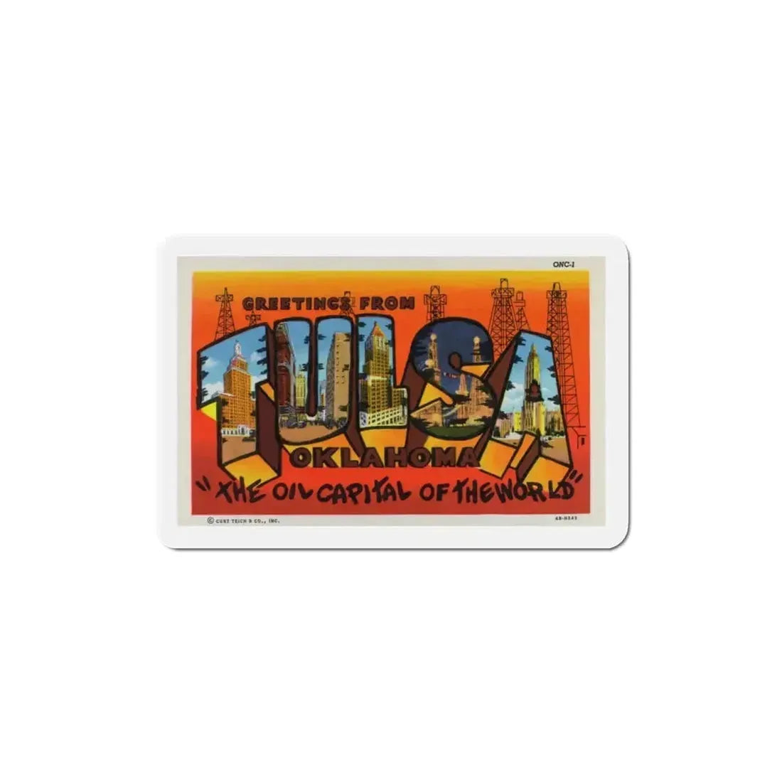 Greetings from Tulsa Oklahoma 2 (Greeting Postcards) Refrigerator Magnet - The Sticker Space