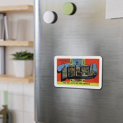 Greetings from Tulsa Oklahoma (Greeting Postcards) Die-Cut Magnet-The Sticker Space