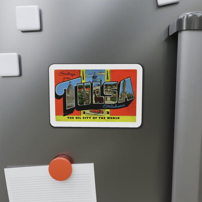 Greetings from Tulsa Oklahoma (Greeting Postcards) Die-Cut Magnet-The Sticker Space