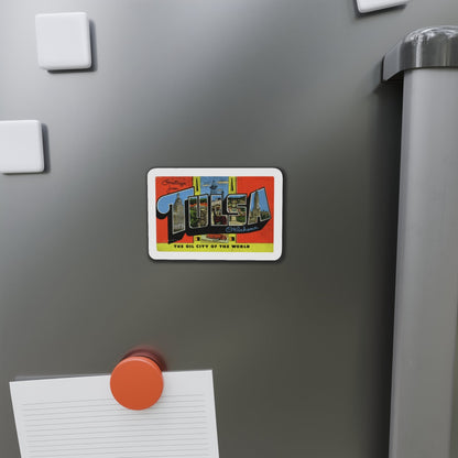 Greetings from Tulsa Oklahoma (Greeting Postcards) Die-Cut Magnet-The Sticker Space