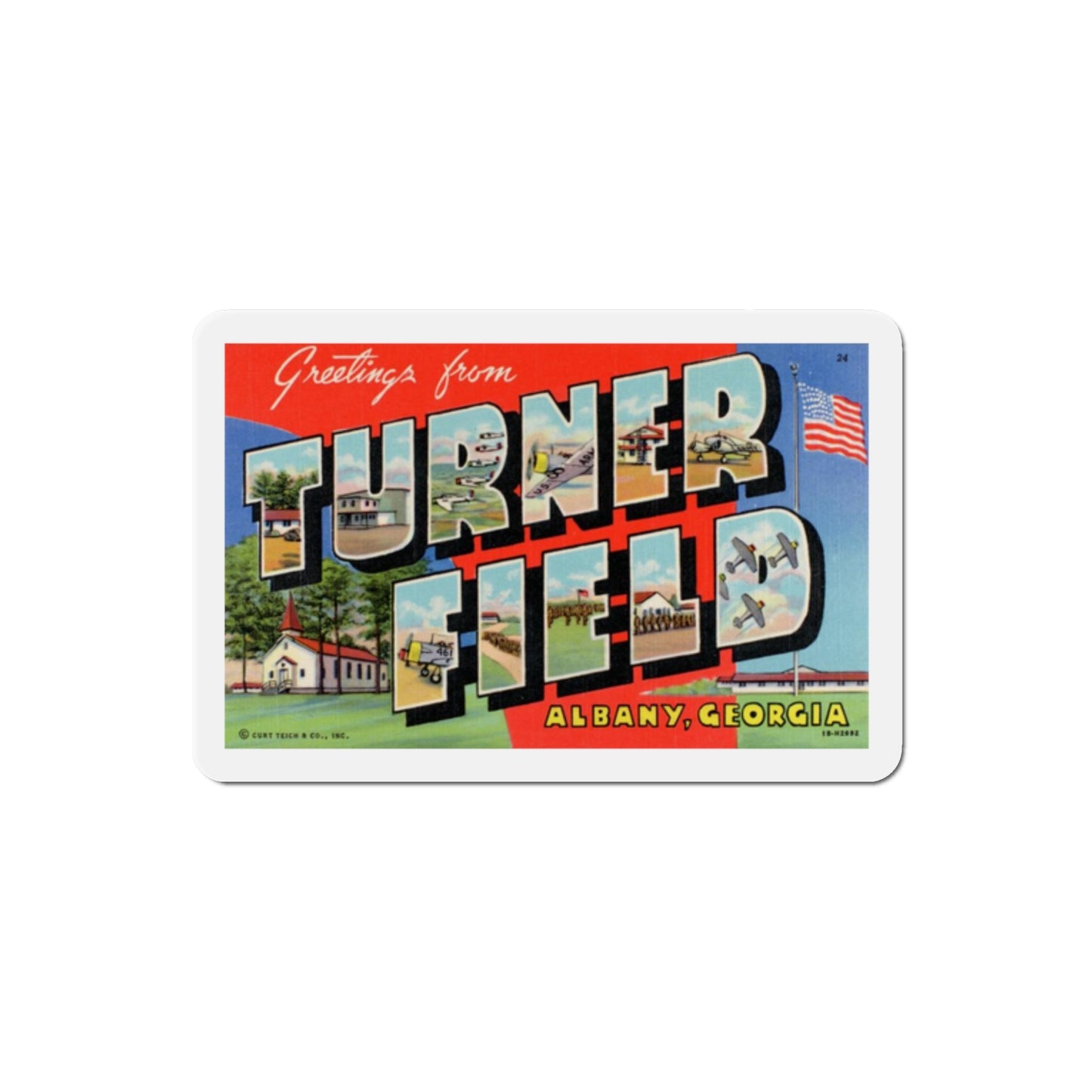 Greetings from Turner Field Albany Georgia (Greeting Postcards) Die-Cut Magnet-2" x 2"-The Sticker Space