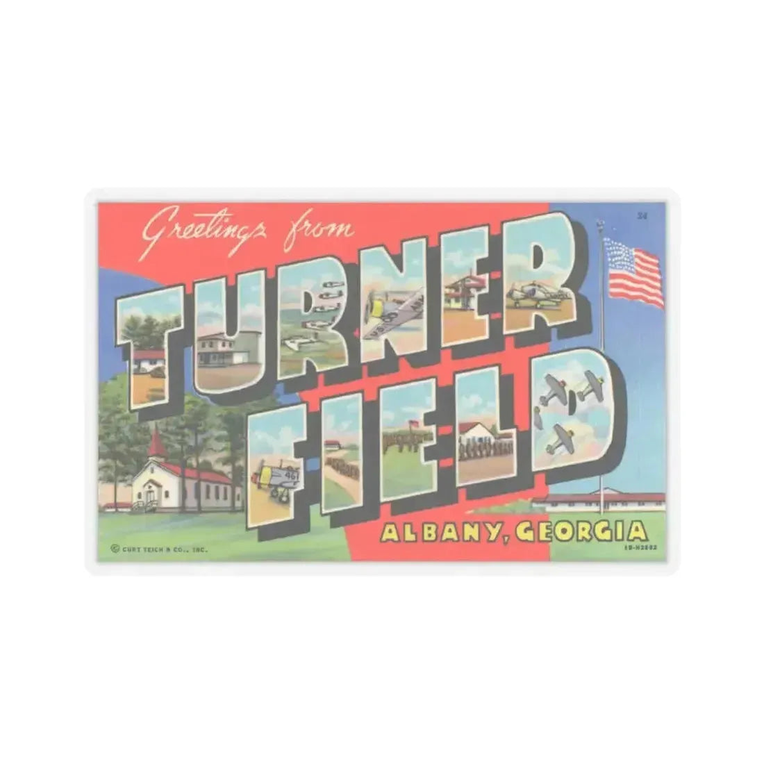 Greetings from Turner Field Albany Georgia (Greeting Postcards) STICKER Vinyl Kiss-Cut Decal 4 Inch Transparent - The Sticker Space