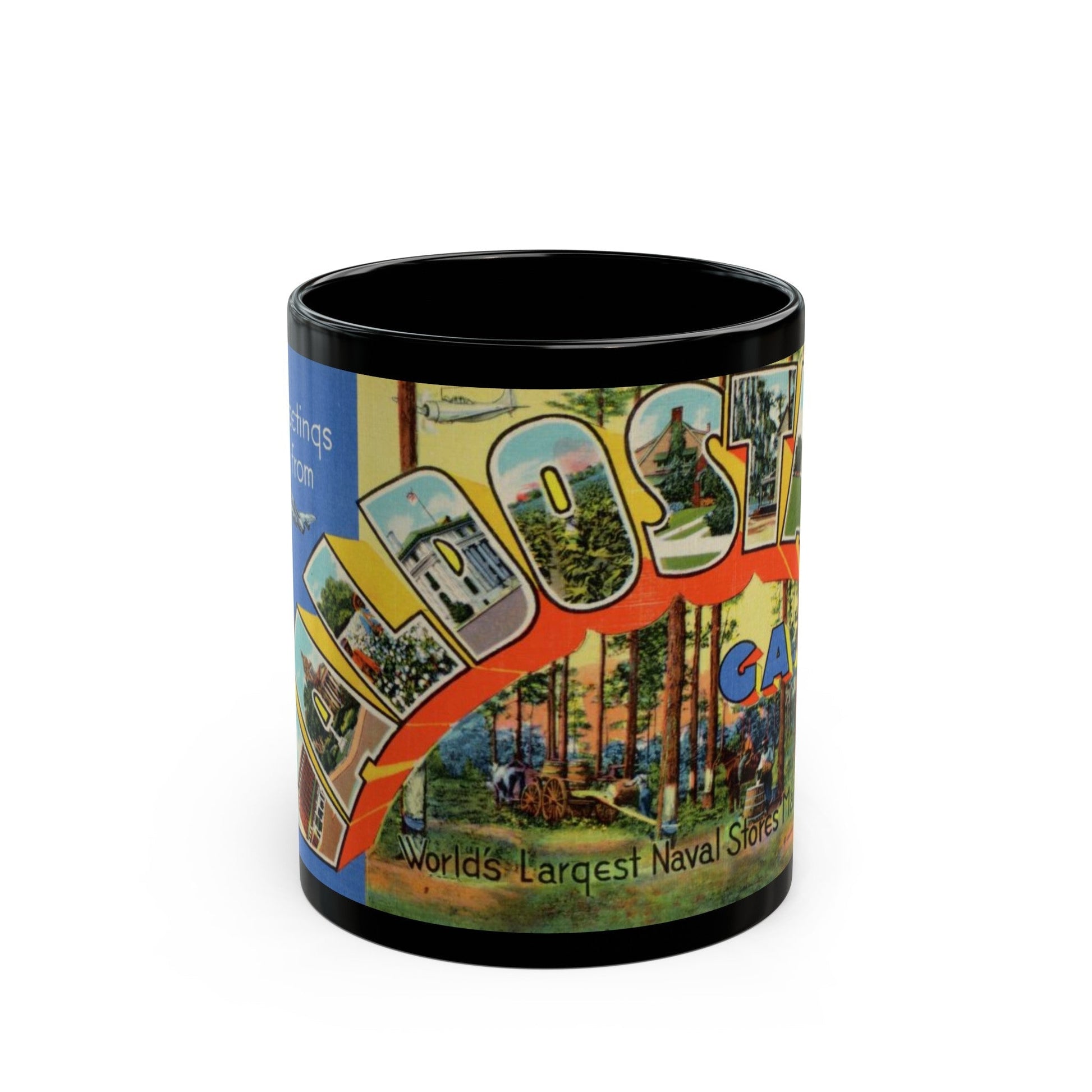 Greetings from Valdosta Ga (Greeting Postcards) Black Coffee Mug-11oz-The Sticker Space