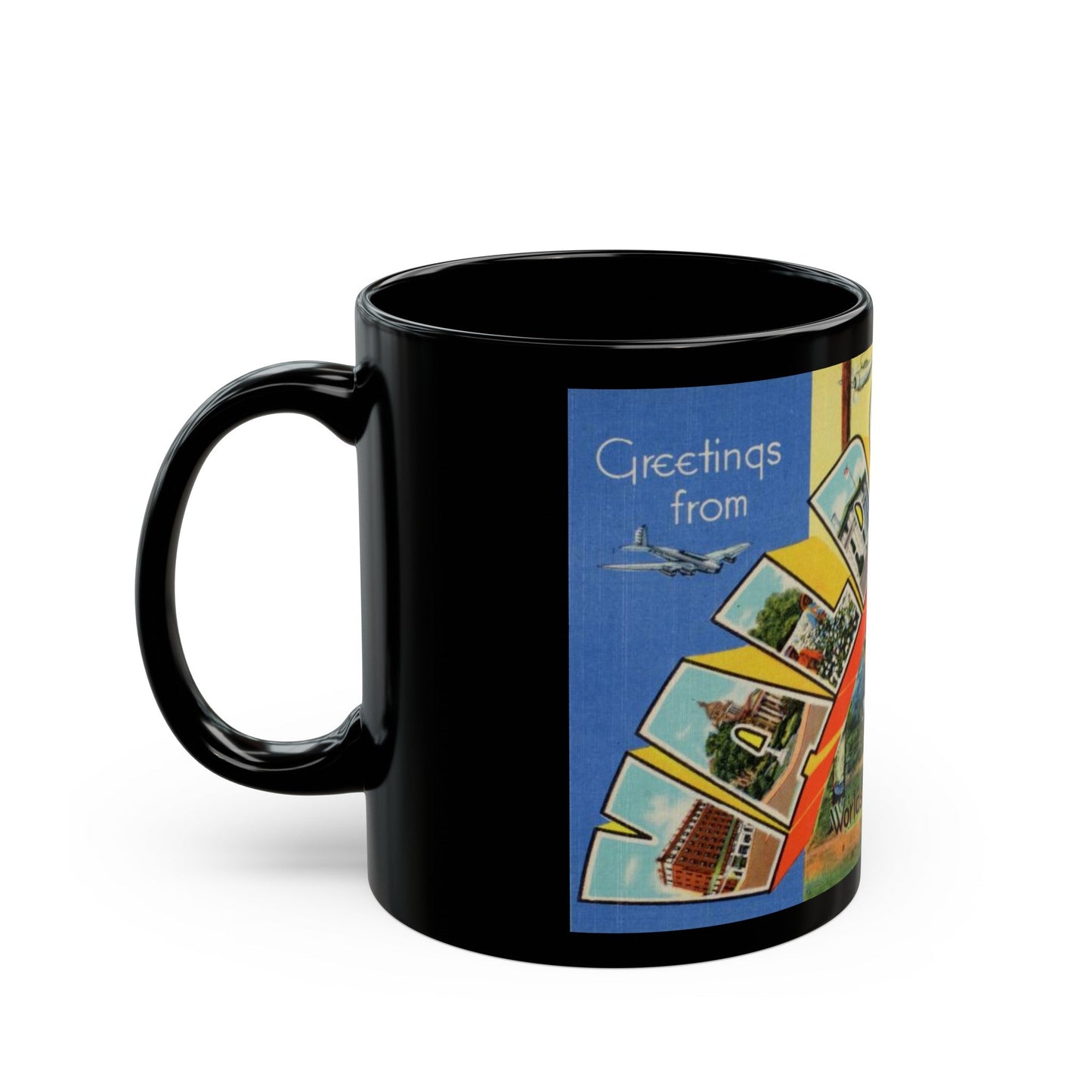 Greetings from Valdosta Ga (Greeting Postcards) Black Coffee Mug-The Sticker Space