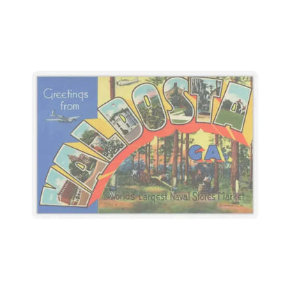 Greetings from Valdosta Ga (Greeting Postcards) STICKER Vinyl Kiss-Cut Decal 3 Inch Transparent - The Sticker Space