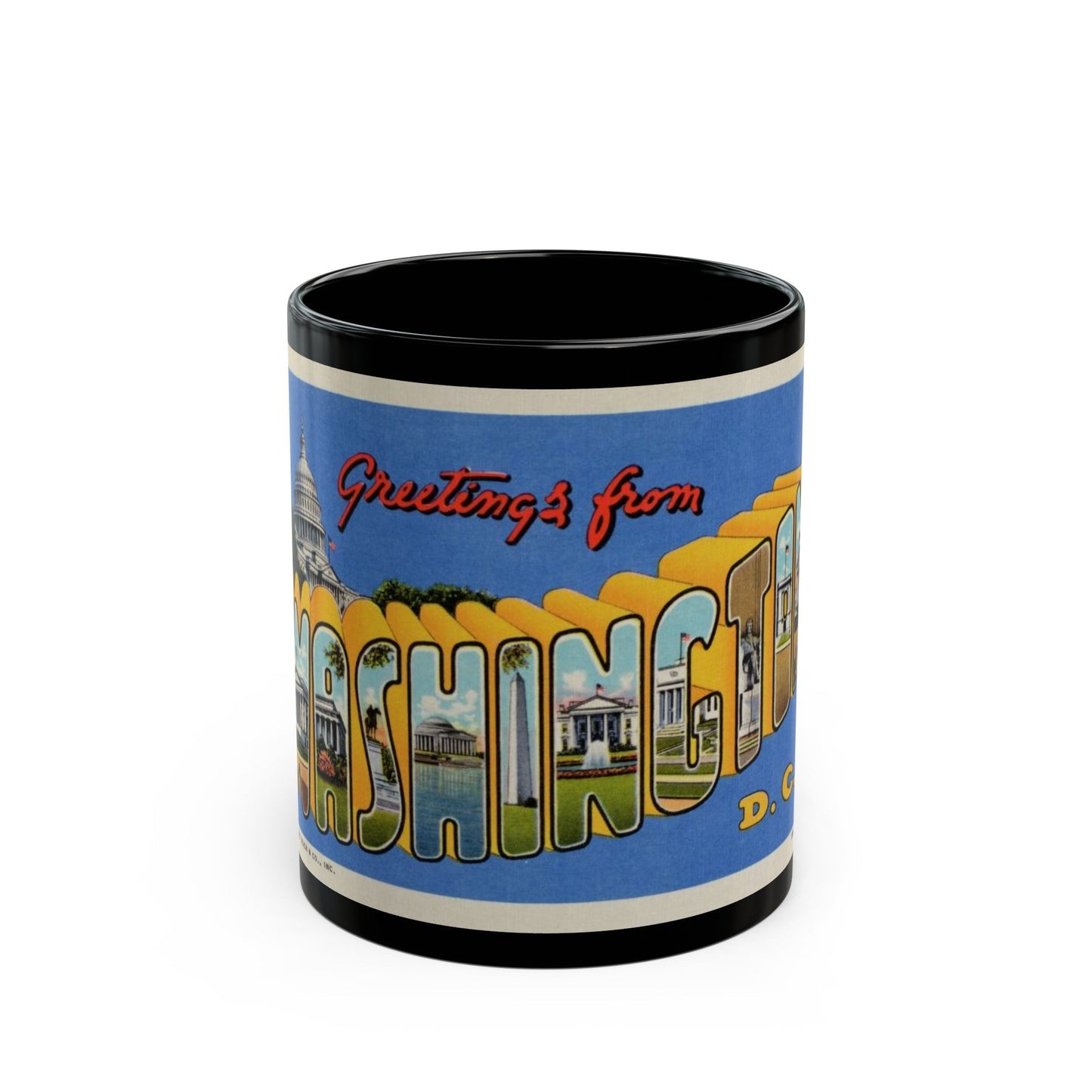 Greetings from Washington DC (Greeting Postcards) Black Coffee Mug-11oz-The Sticker Space