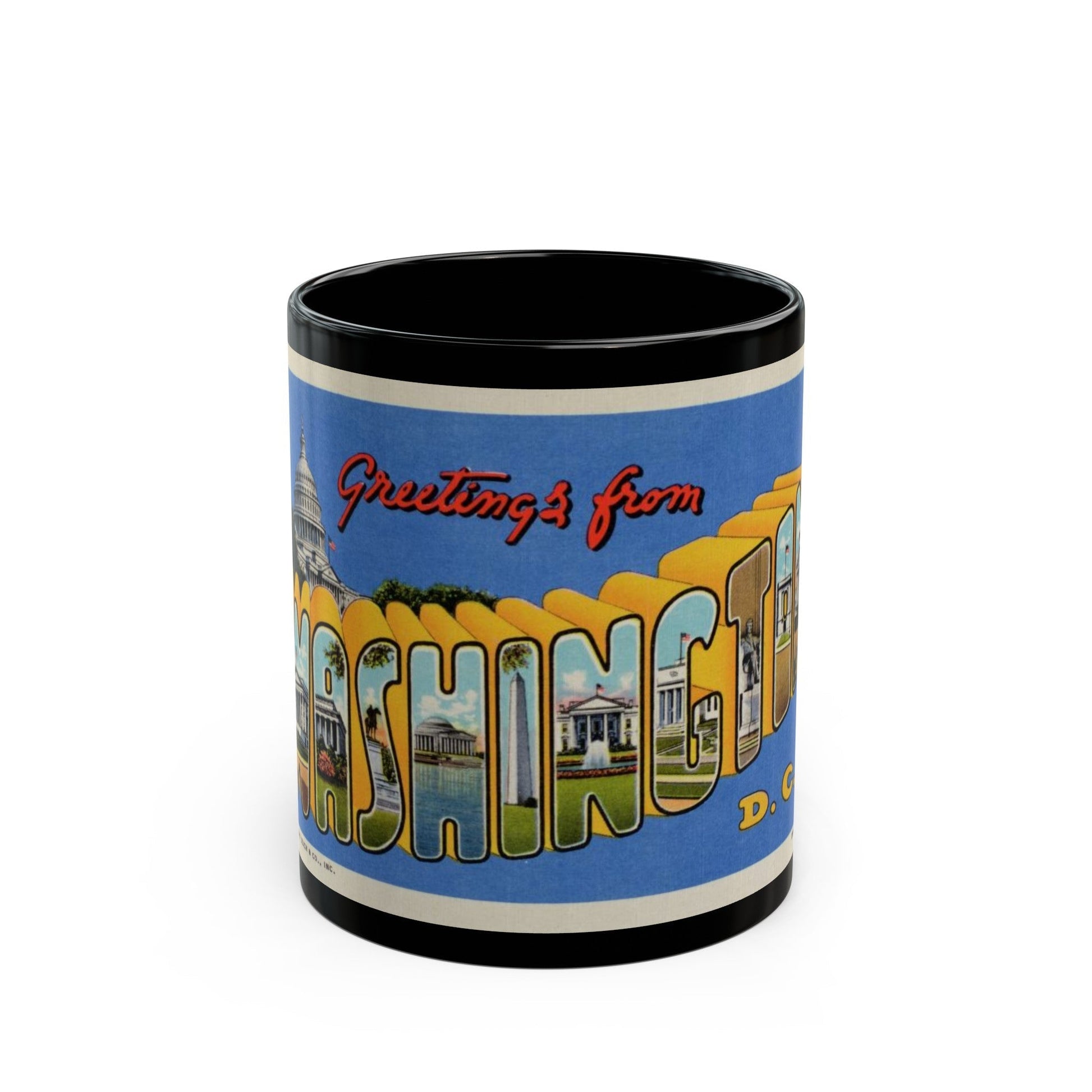 Greetings from Washington DC (Greeting Postcards) Black Coffee Mug-11oz-The Sticker Space