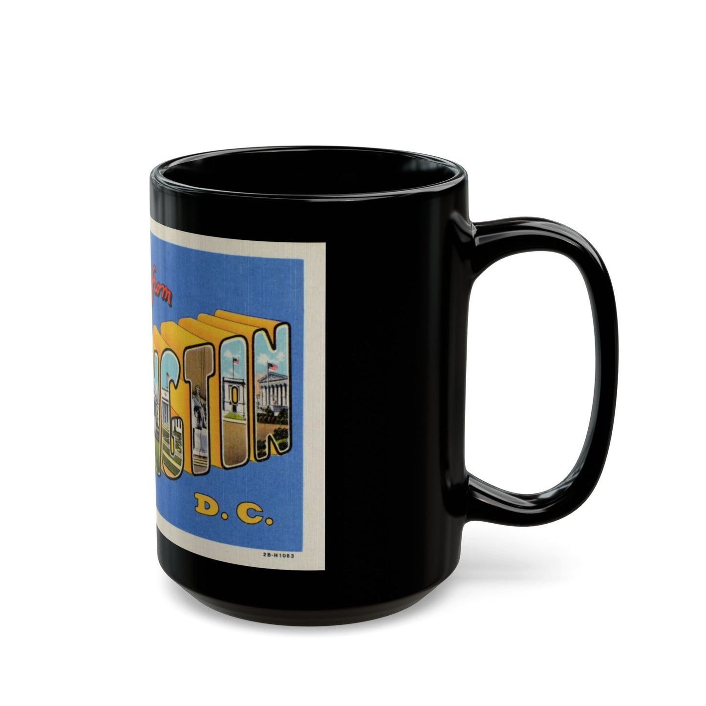 Greetings from Washington DC (Greeting Postcards) Black Coffee Mug-The Sticker Space