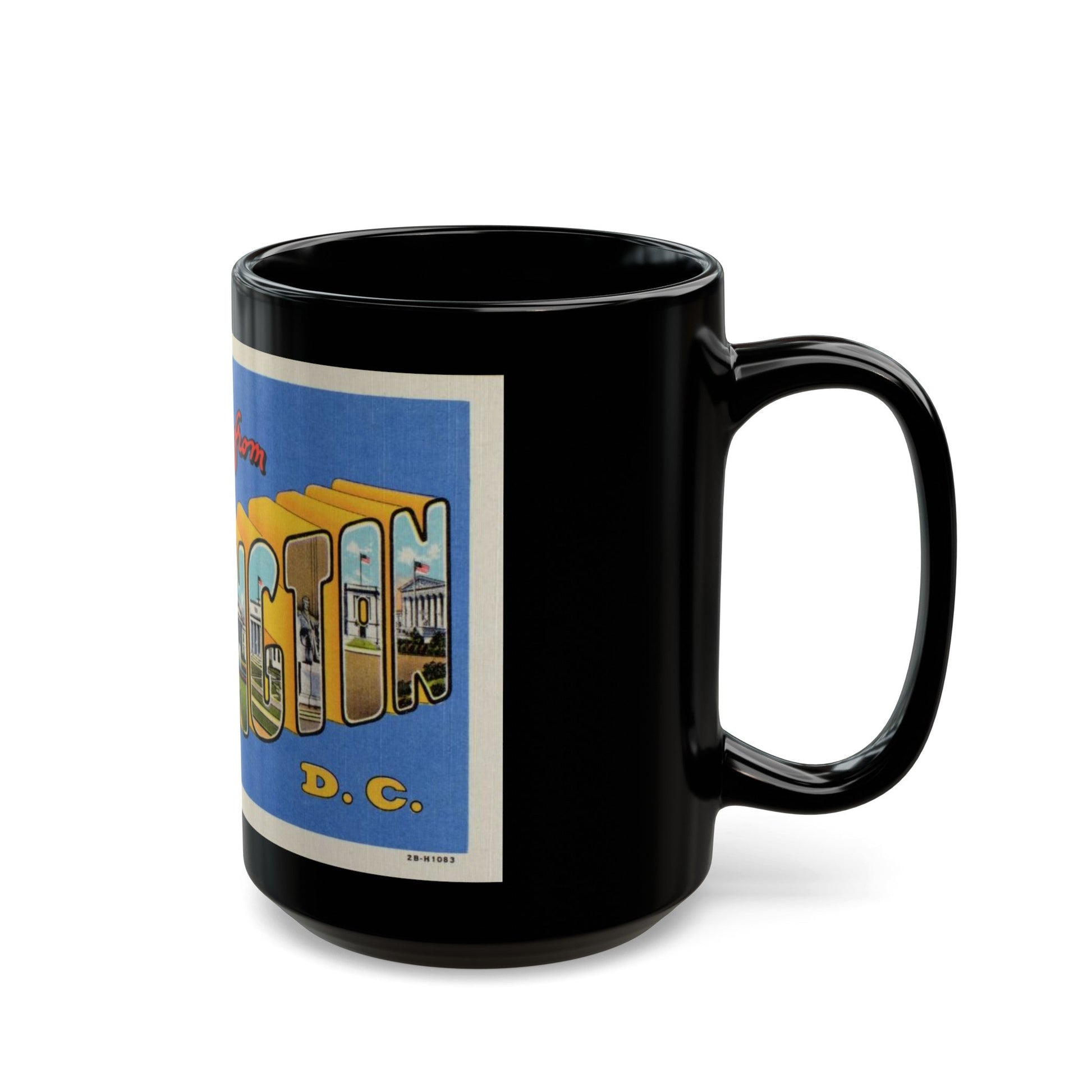 Greetings from Washington DC (Greeting Postcards) Black Coffee Mug-The Sticker Space