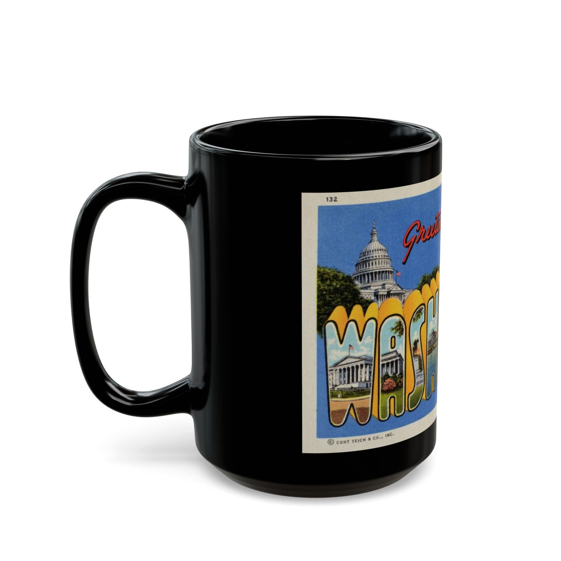 Greetings from Washington DC (Greeting Postcards) Black Coffee Mug-The Sticker Space