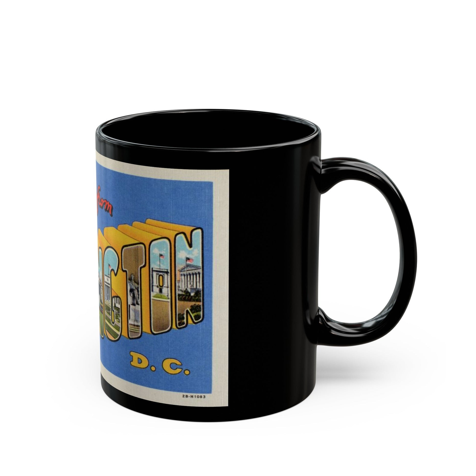 Greetings from Washington DC (Greeting Postcards) Black Coffee Mug-The Sticker Space