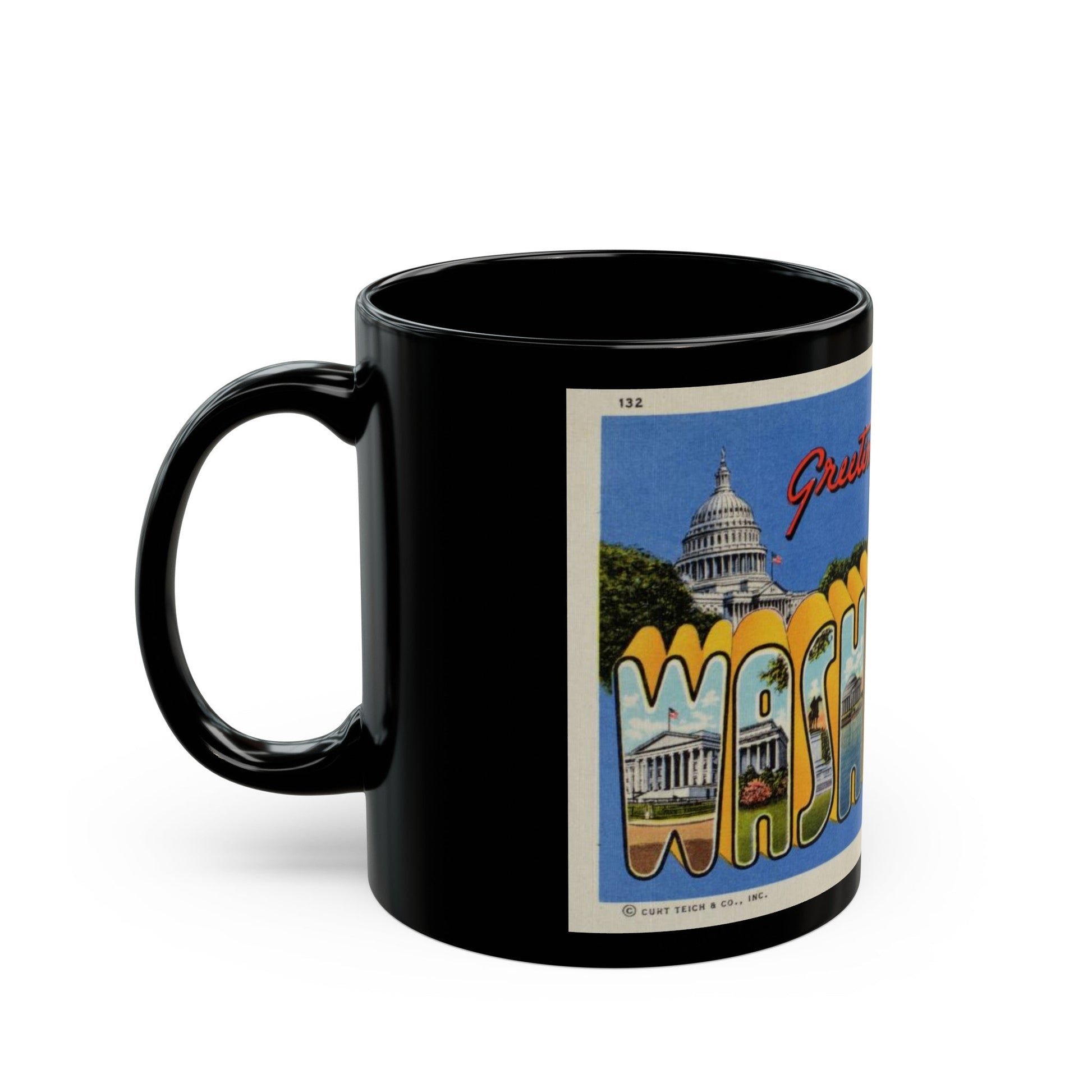 Greetings from Washington DC (Greeting Postcards) Black Coffee Mug-The Sticker Space