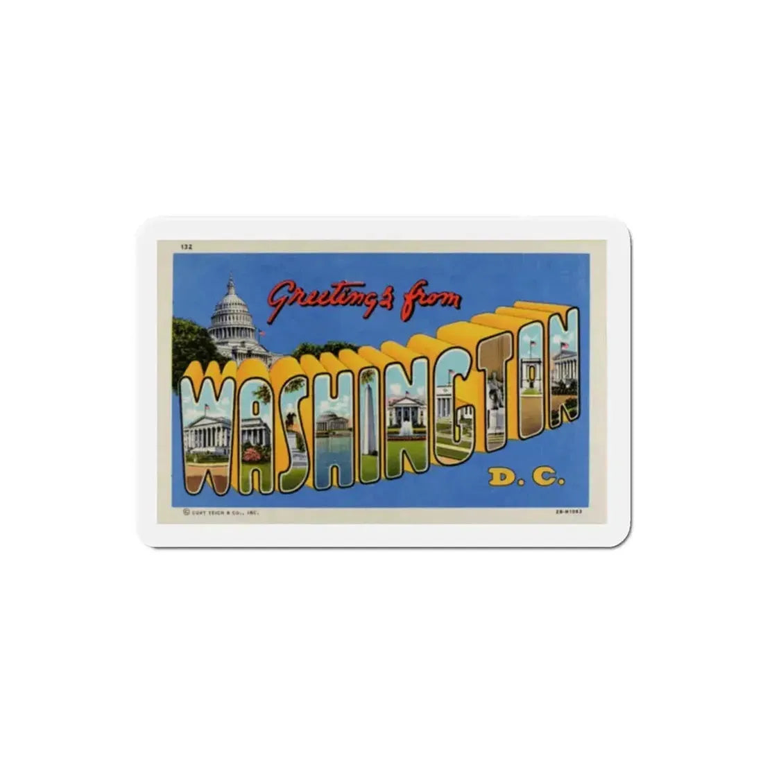 Greetings from Washington DC (Greeting Postcards) Refrigerator Magnet 2 Inch - The Sticker Space