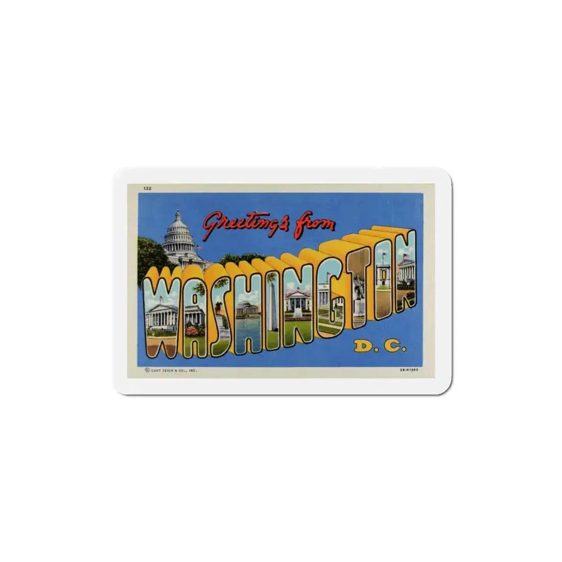 Greetings from Washington DC (Greeting Postcards) Refrigerator Magnet 4 Inch - The Sticker Space