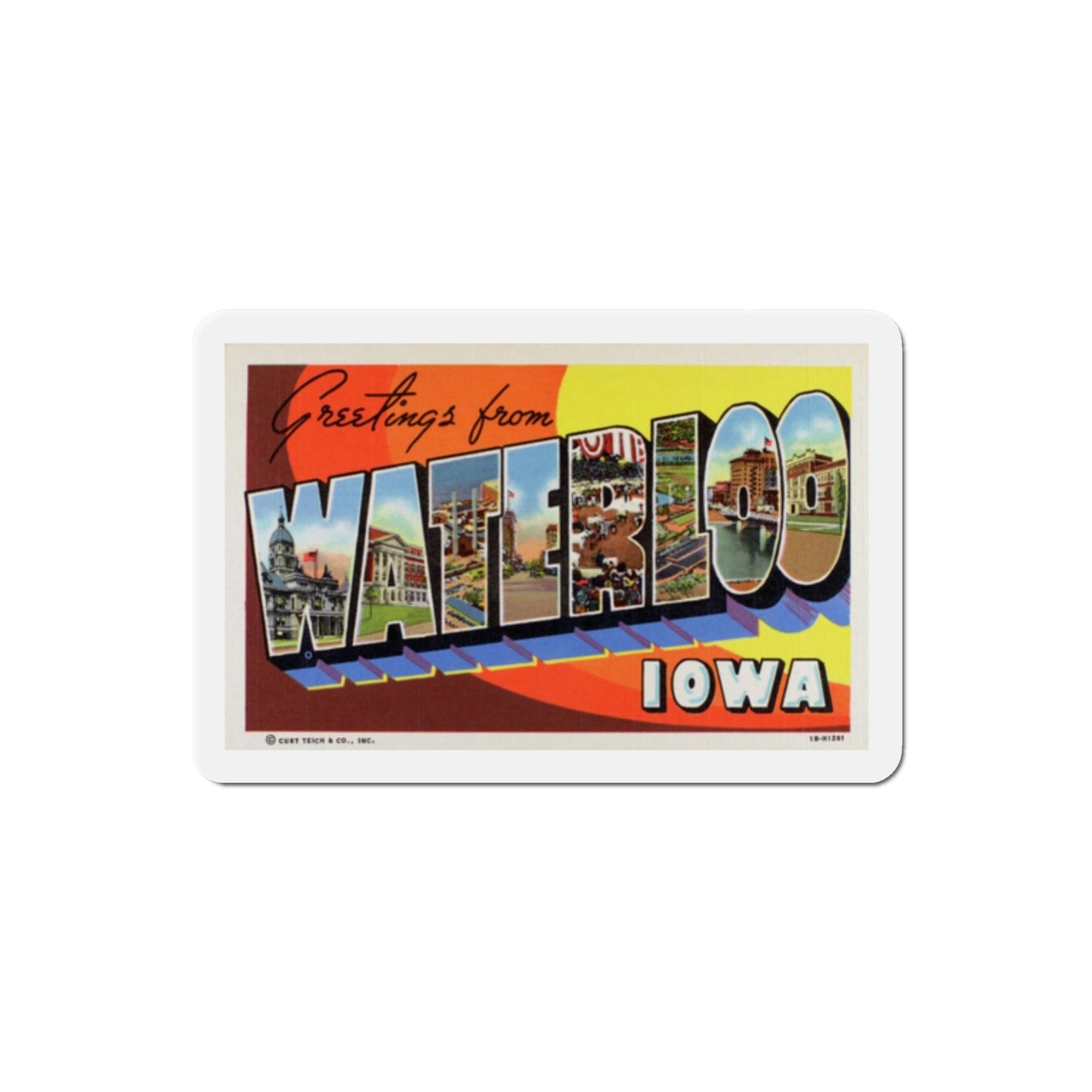 Greetings from Waterloo Iowa (Greeting Postcards) Die-Cut Magnet-2" x 2"-The Sticker Space