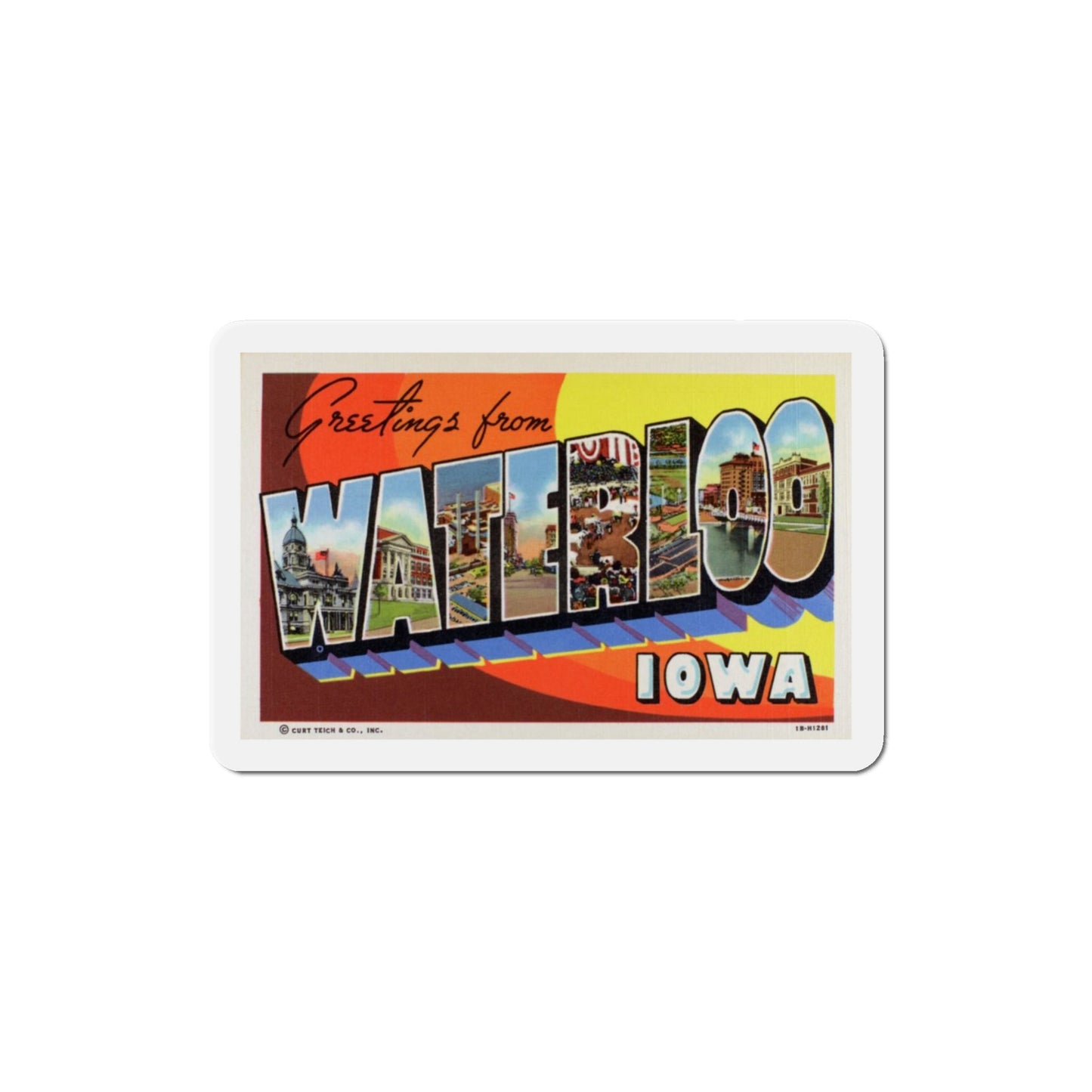 Greetings from Waterloo Iowa (Greeting Postcards) Die-Cut Magnet-3" x 3"-The Sticker Space