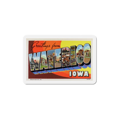 Greetings from Waterloo Iowa (Greeting Postcards) Die-Cut Magnet-3" x 3"-The Sticker Space