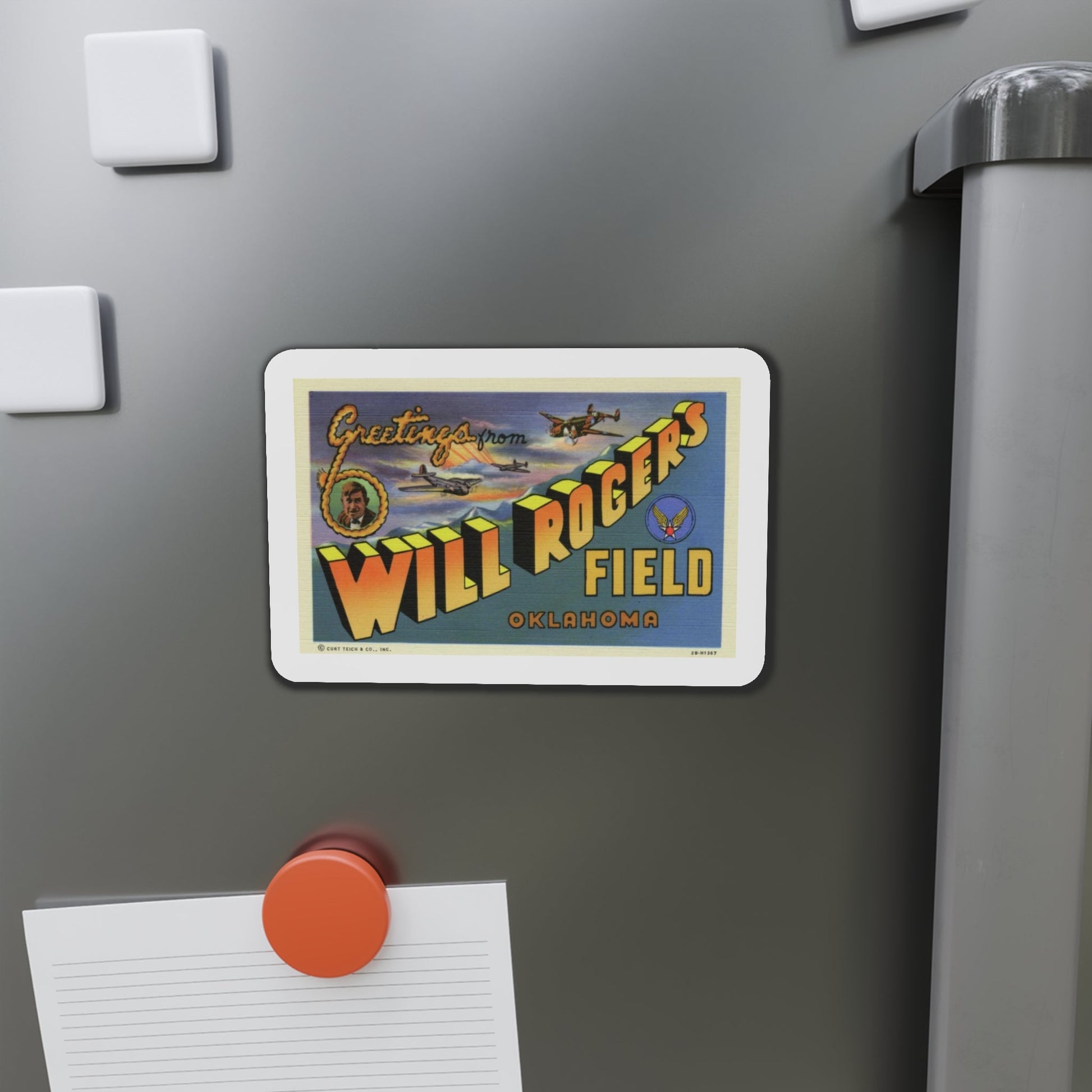 Greetings from Will Rogers Field Oklahoma (Greeting Postcards) Die-Cut Magnet-The Sticker Space